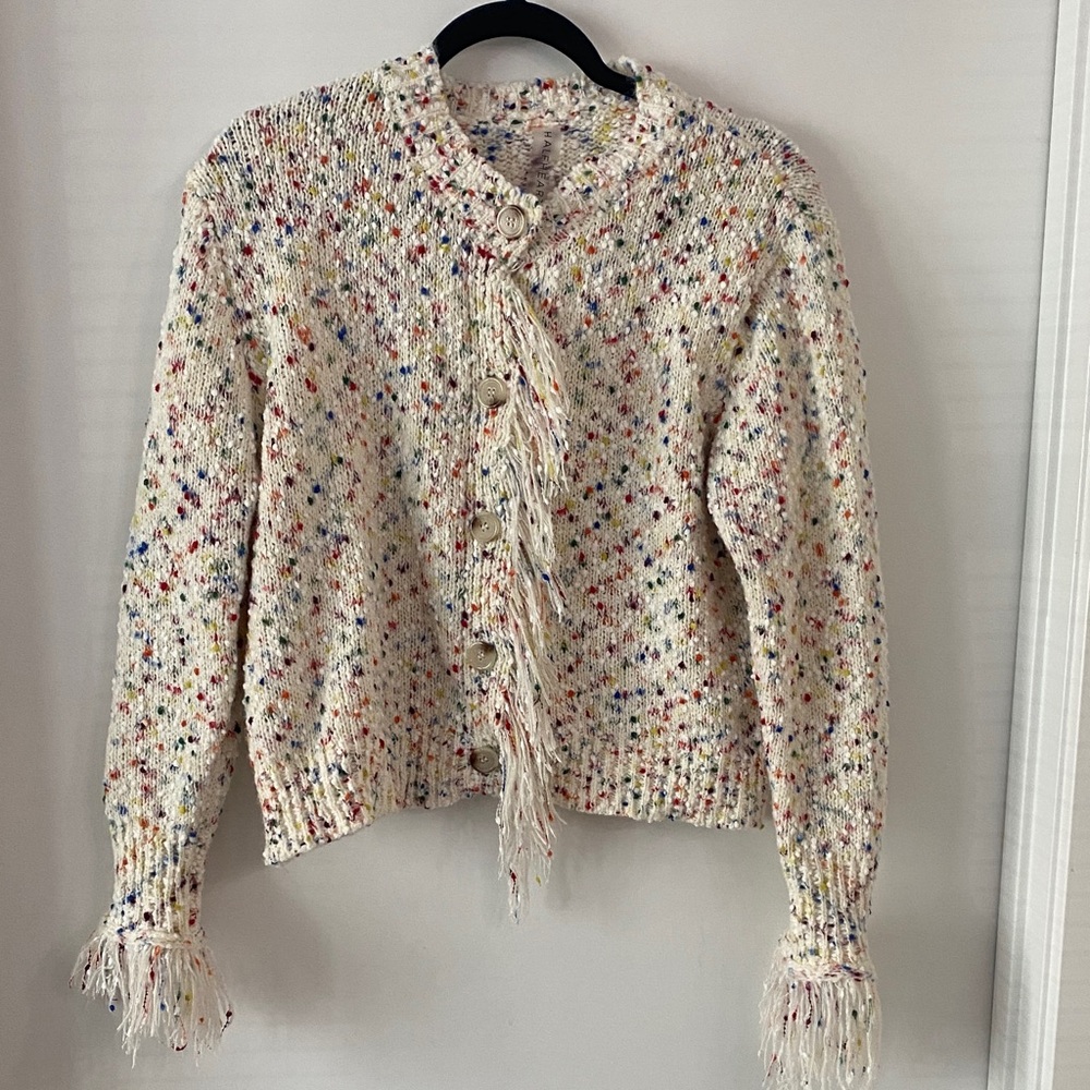 Chic Speckled Cardigan with Fringe Details